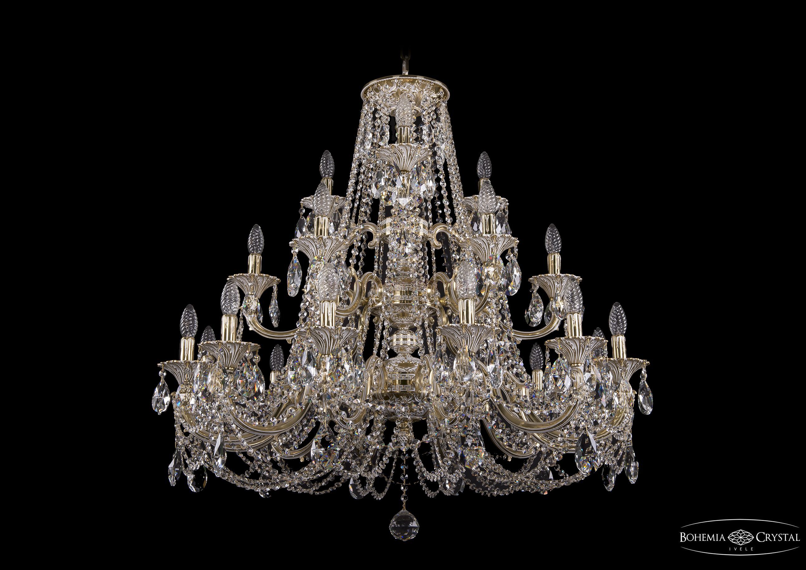 Люстра хрустальная большая Bohemia Ivele 1732/12+6+3/335/C/GW