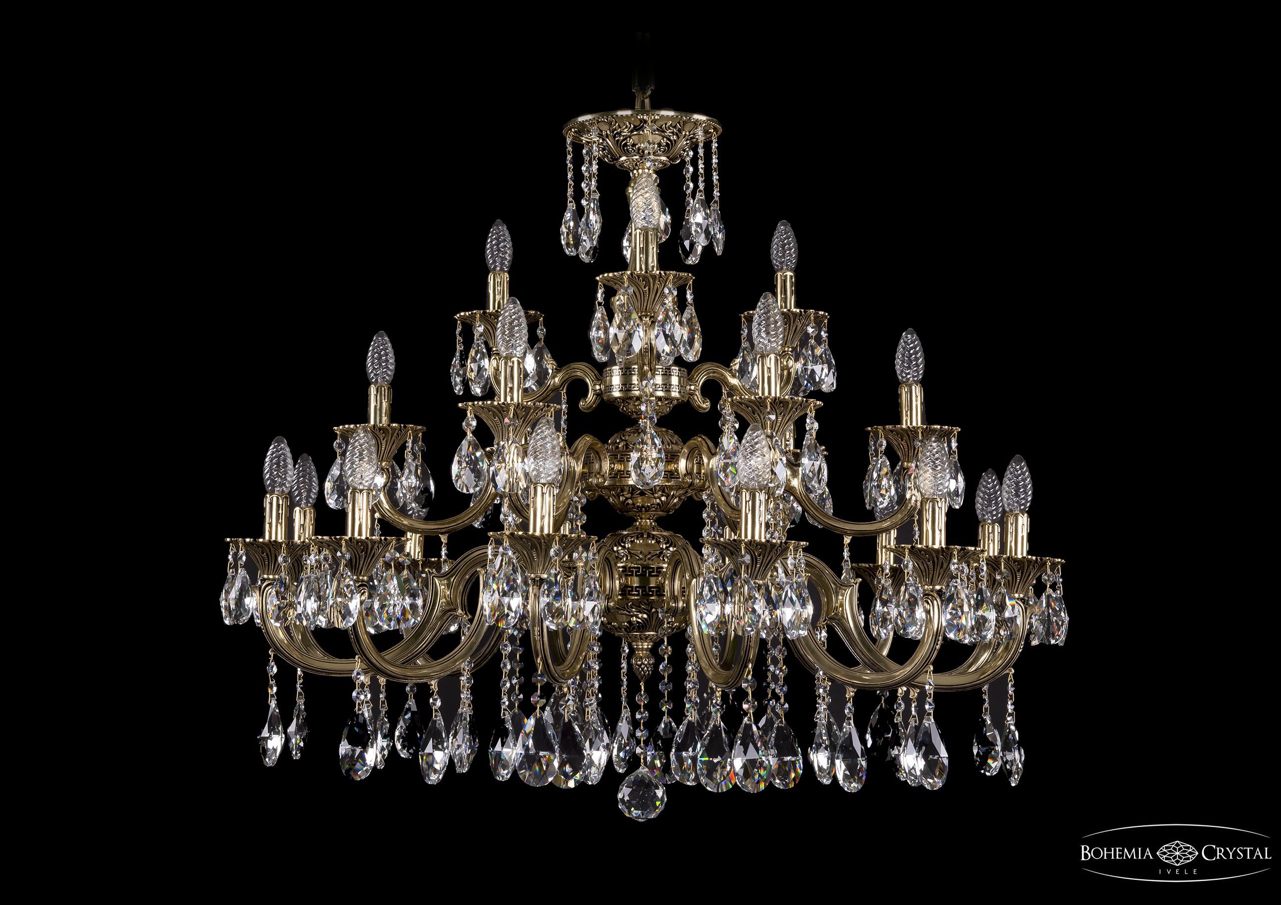 Люстра хрустальная большая Bohemia Ivele 1732/12+6+3/335/SA/GB