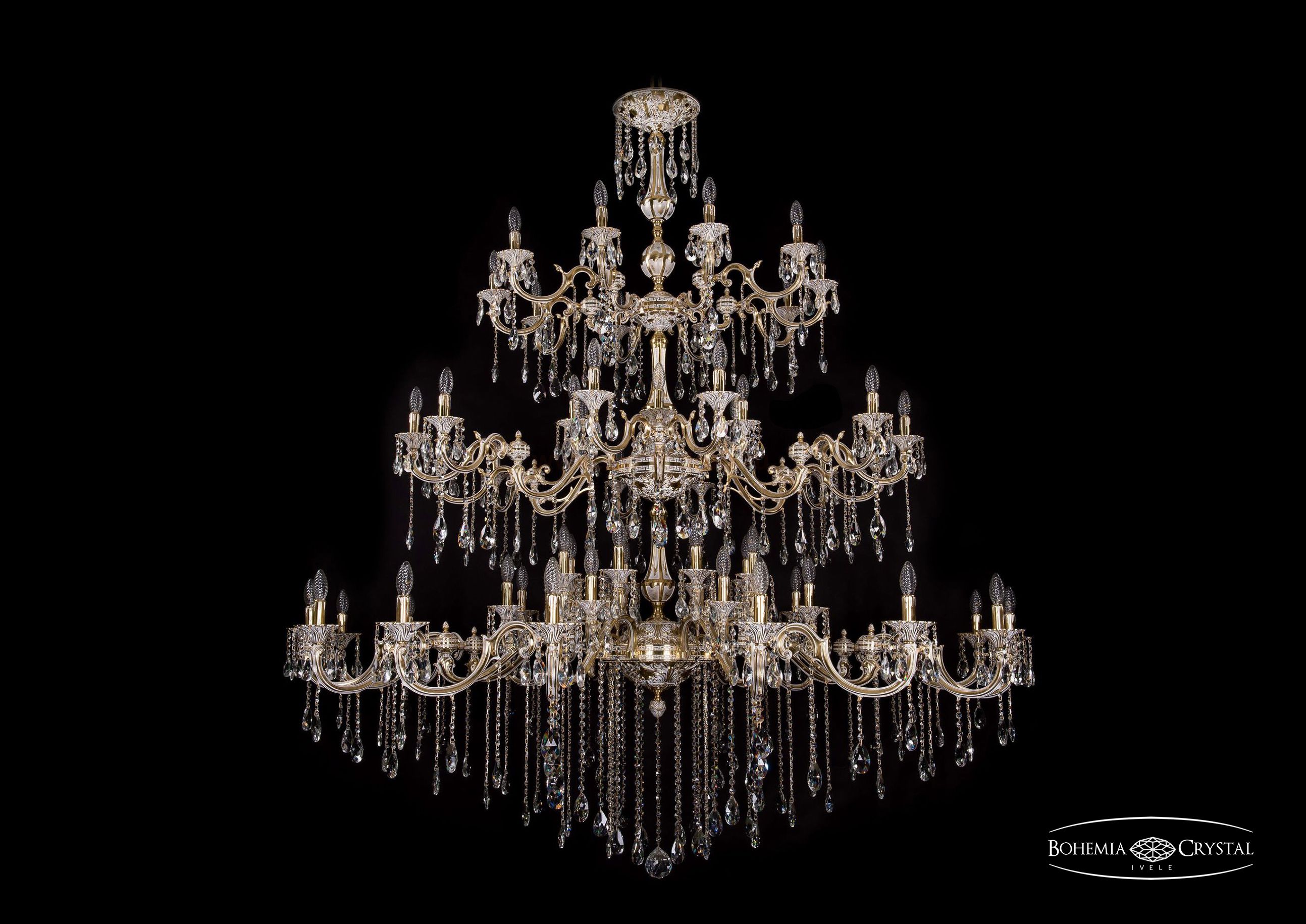 Люстра хрустальная большая Bohemia Ivele 1739/32+18+10/410+335/B/GW