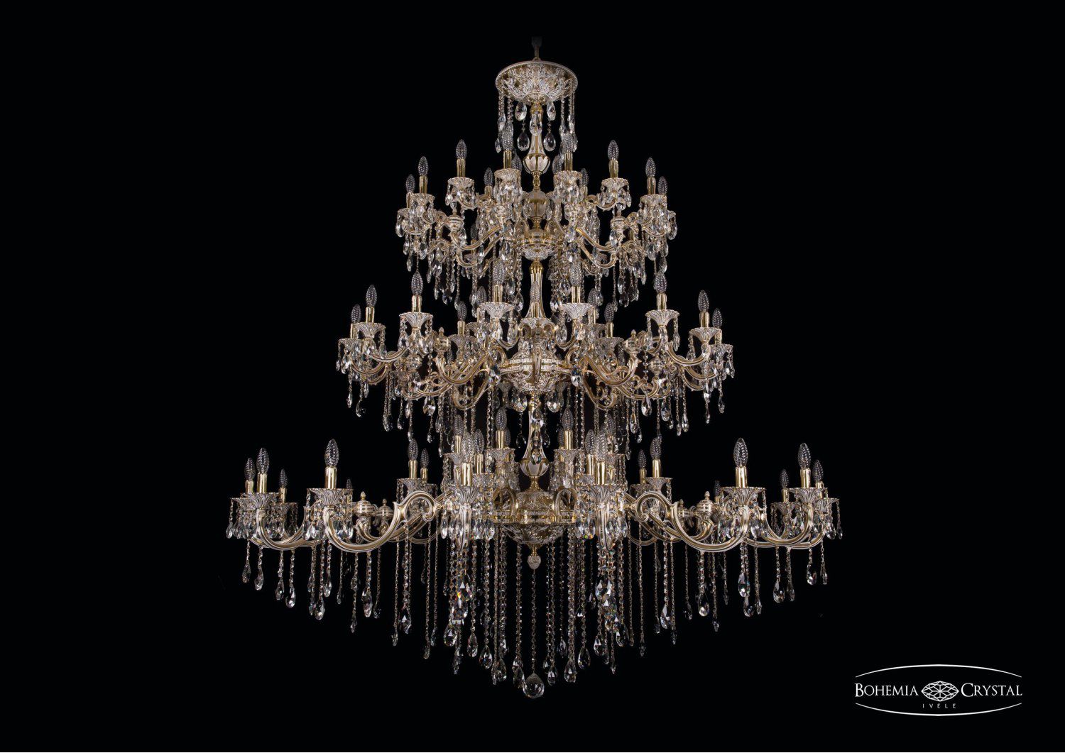 Большая Люстра хрустальная Bohemia Ivele 1739/32+24+24/410+300/B/GW
