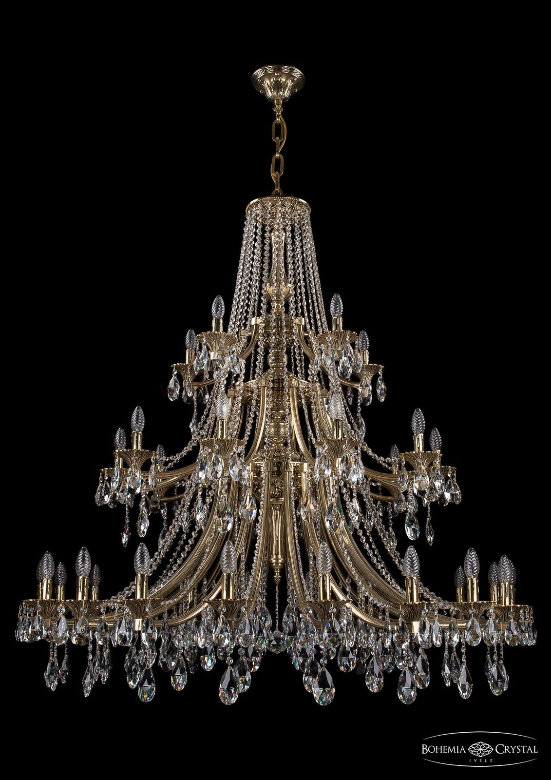 Люстра хрустальная большая Bohemia Ivele 1771/20+10+5/490/A/GB