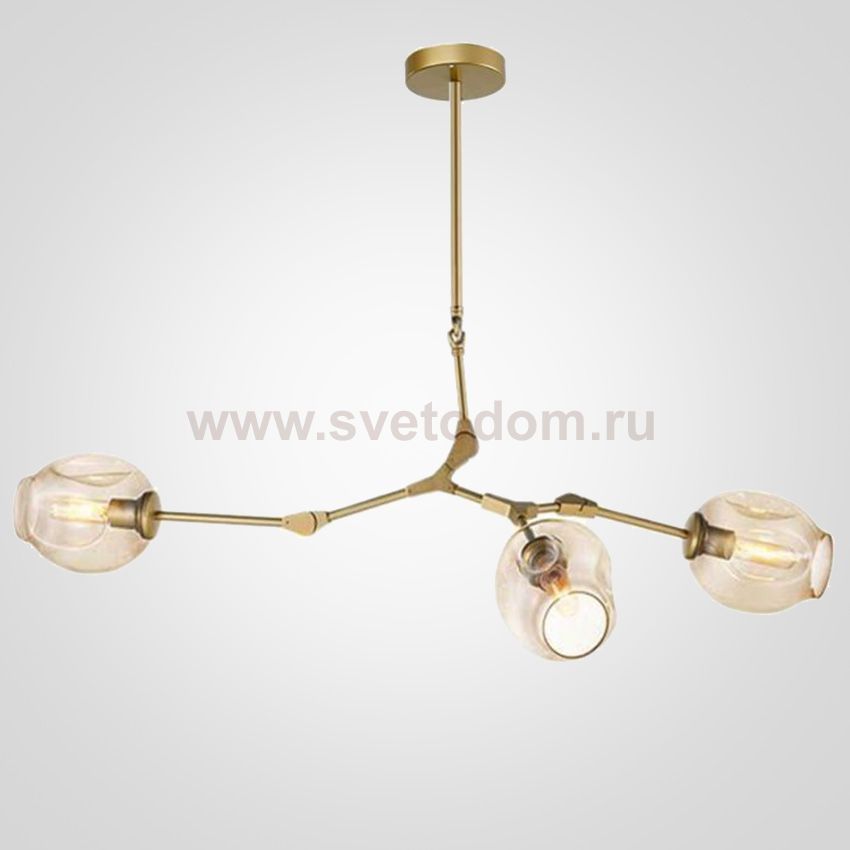 Люстра Сrumpled Glass Bubble Chandelier Gold 3 плафона прозрачный ImperiumLoft 178045-22