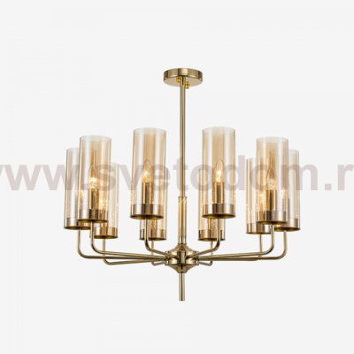 Люстра Agne Brass & Blue Glass Tube Chandelier  in 1970 10 Коричневый ImperiumLoft 178198-22
