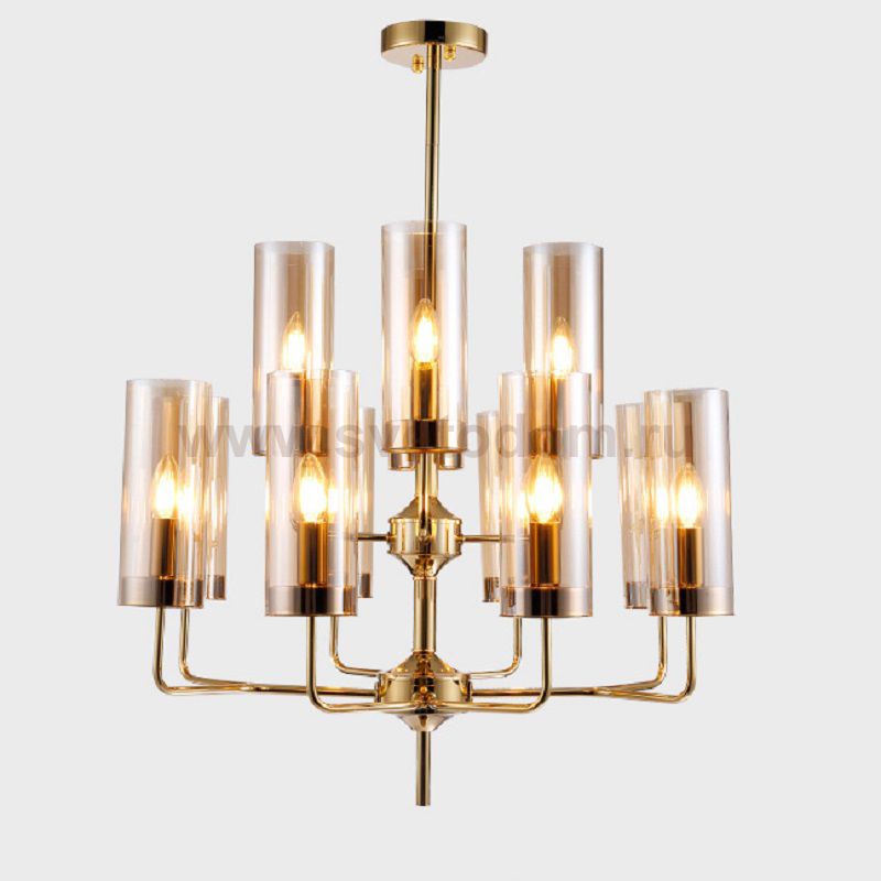 Люстра Agne Brass & Blue Glass Tube Chandelier in 1970 12 Коричневый ImperiumLoft 178200-22