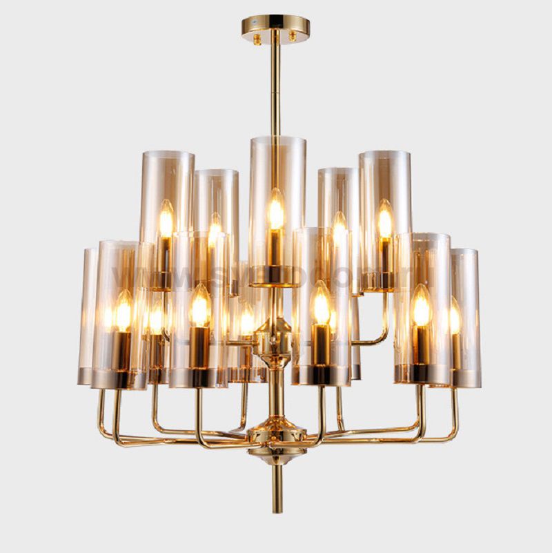 Люстра Agne Jakobsson Brass & Blue Glass Tube Chandelier in 1970 15 Коричневый ImperiumLoft 178202-22