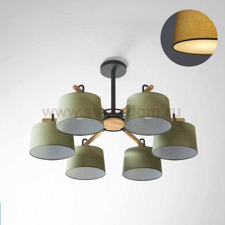 Потолочная люстра на штанге EVEN 6 Green ImperiumLoft 178367-26