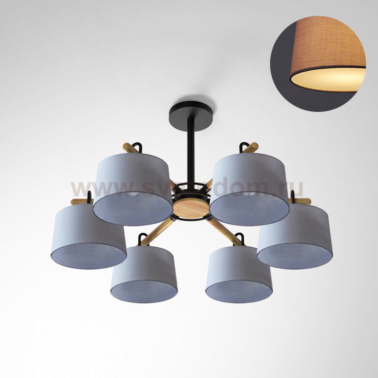 Потолочная люстра на штанге EVEN 6 Gray ImperiumLoft 178369-26