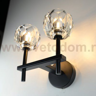 Бра RH Boule de Cristal Double Sconce Brass Черный ImperiumLoft 178385-22