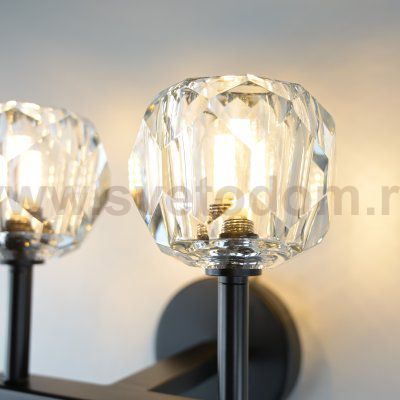 Бра RH Boule de Cristal Double Sconce Brass Черный ImperiumLoft 178385-22
