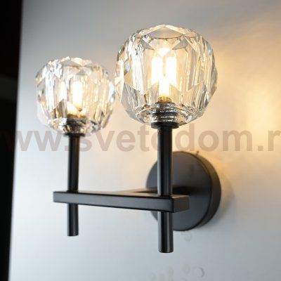 Бра RH Boule de Cristal Double Sconce Brass Черный ImperiumLoft 178385-22