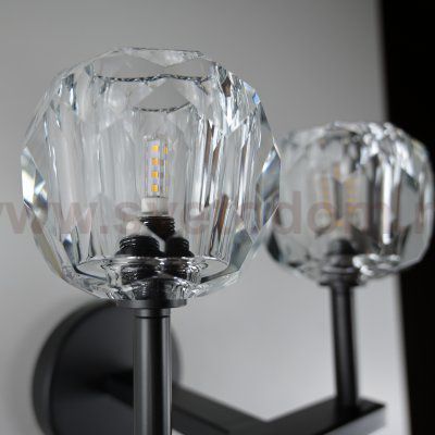 Бра RH Boule de Cristal Double Sconce Brass Черный ImperiumLoft 178385-22