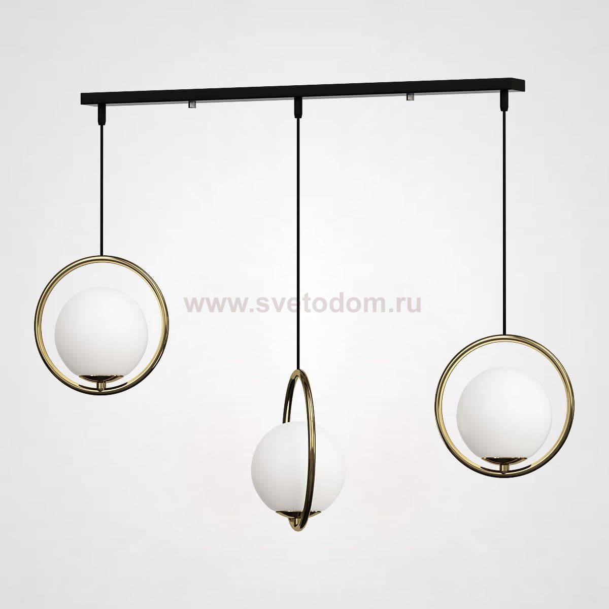Подвесной светильник HOOP-TRIO Латунь, Круг, Планка ImperiumLoft 179630-26