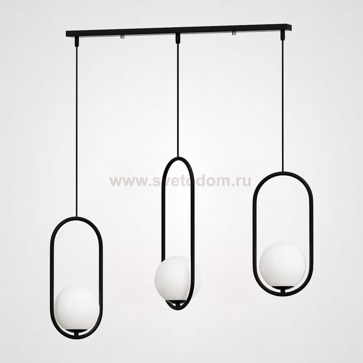 Подвесной светильник HOOP-TRIO Черный, Эллипс S+L+S, Планка ImperiumLoft 179653-26