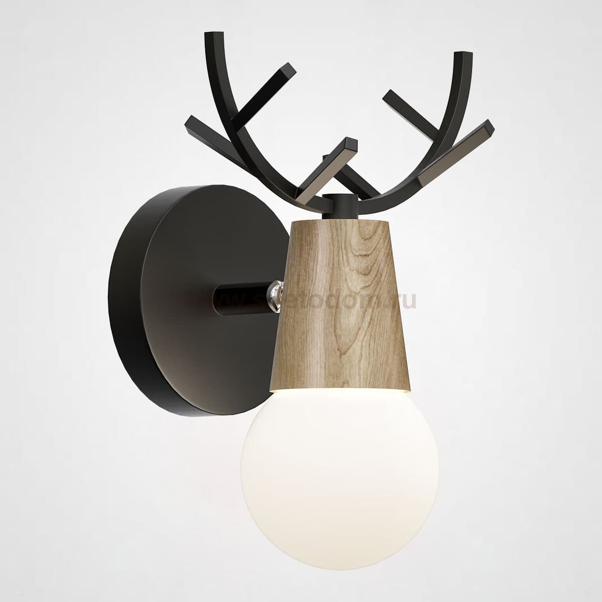 Бра с рожками DEER A Wood/Black ImperiumLoft 181043-26