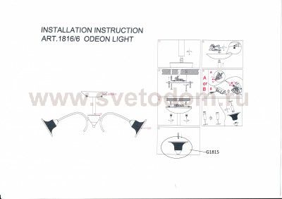 Люстра потолочная Odeon light 1816/6 TULIP