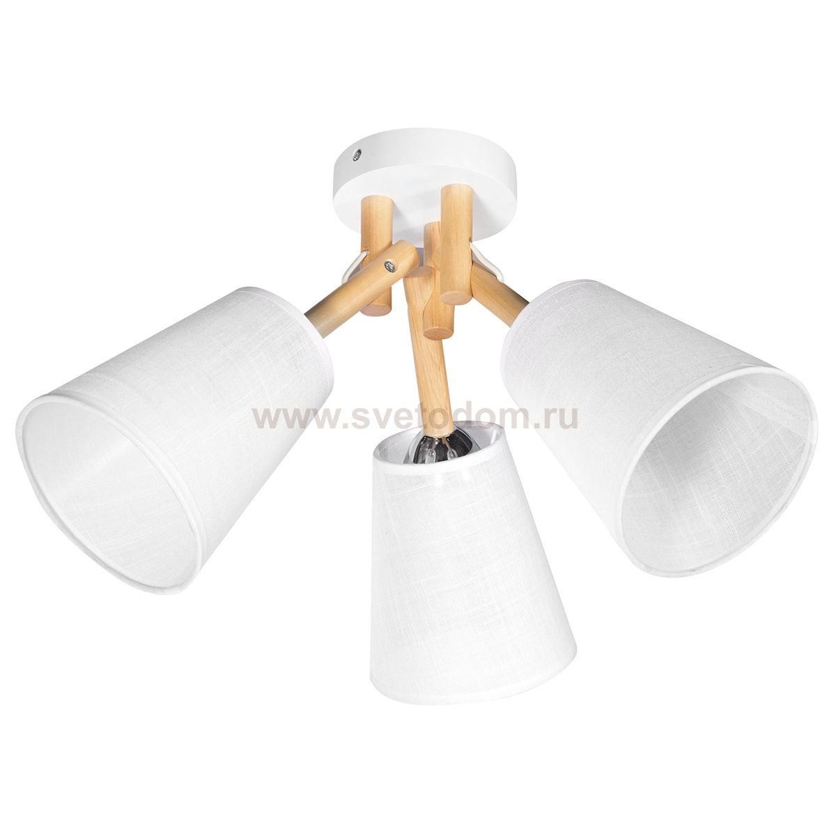 Светильник потолочный КАРО 3хЕ14х40Вт белый и натуральный 182-51-13