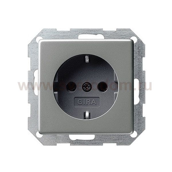 Gira E22 Сталь Розетка с/з (G18820)