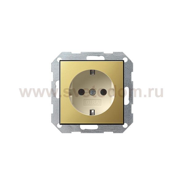 Gira S-55 Латунь/Крем Розетка с/з (G188614)