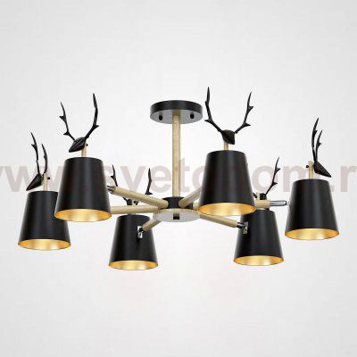 Потолочная люстра с рожками DEER B6 Black ImperiumLoft 189779-26