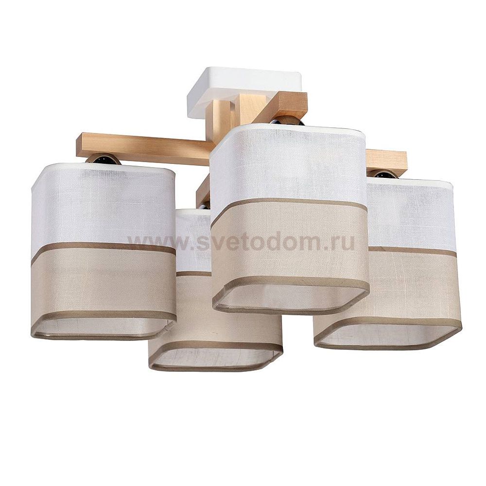 Светильник потолочный ЭММА 4хЕ27х60Вт белый и натуральный   191-63-24