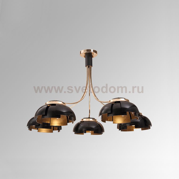 Люстра на штанге GRADE D105 5 lamps Gold/Black ImperiumLoft 193304-26