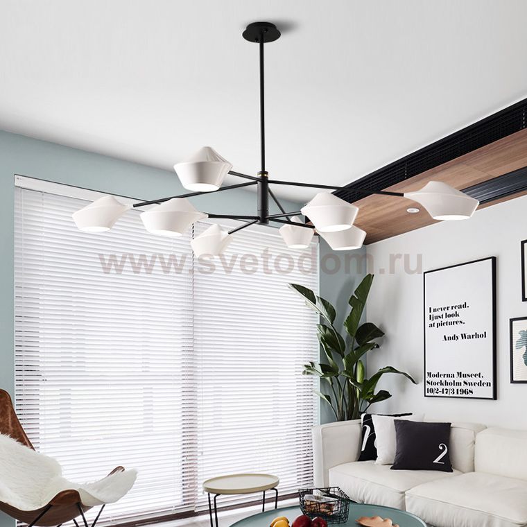Люстра на штанге LANT D150 8 lamps Black/White ImperiumLoft 193577-26