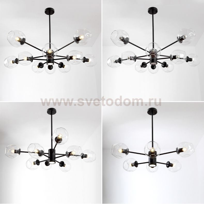 Люстра на штанге MARINE D85 Black/Transparent ImperiumLoft 193750-26