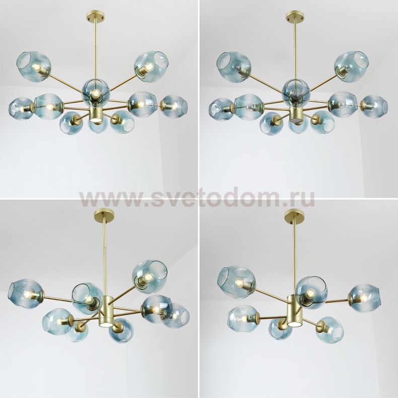 Люстра на штанге MARINE D104 10 lamps Gold/Blue ImperiumLoft 193753-26