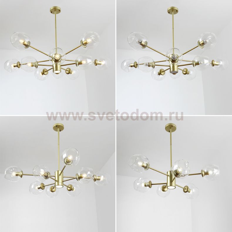 Люстра на штанге MARINE D104 10 lamps Gold/Transparent ImperiumLoft 193754-26