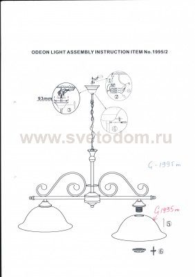 Люстра подвесная Odeon light 1995/2 GAMMA