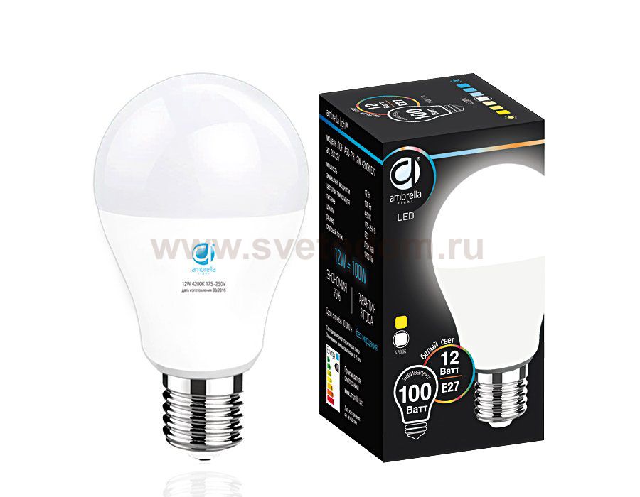 Лампа матовая Ambrella LED A60-PR 12W E27 4200K (100W) BULBING