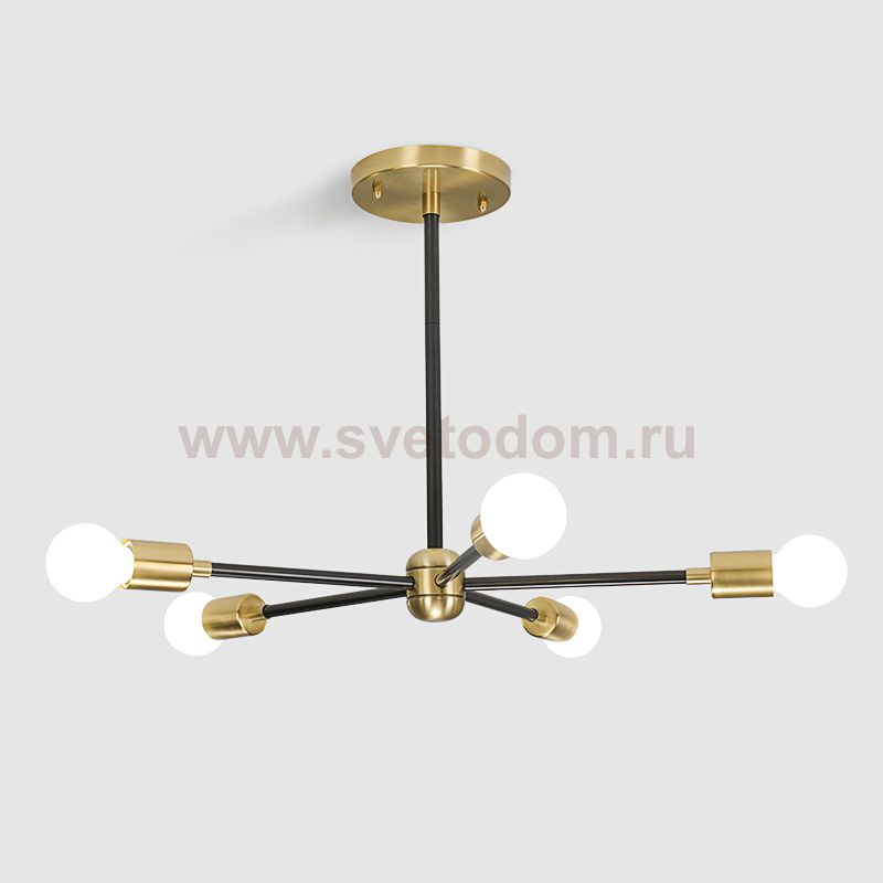 Люстра на штанге SPUTNIK D55 Gold/Black tubes ImperiumLoft 203566-26