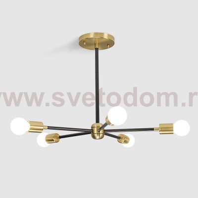 Люстра на штанге SPUTNIK D55 Gold/Black tubes ImperiumLoft 203566-26