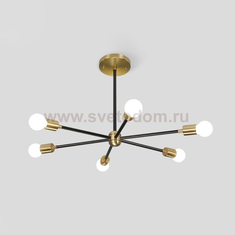 Люстра на штанге SPUTNIK D65 Gold/Black tubes ImperiumLoft 203567-26
