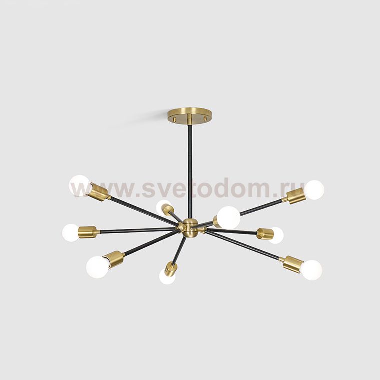 Люстра на штанге SPUTNIK D75 Gold/Black tubes ImperiumLoft 203568-26