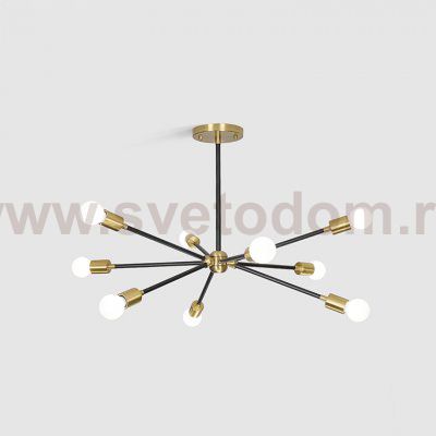 Люстра на штанге SPUTNIK D75 Gold/Black tubes ImperiumLoft 203568-26