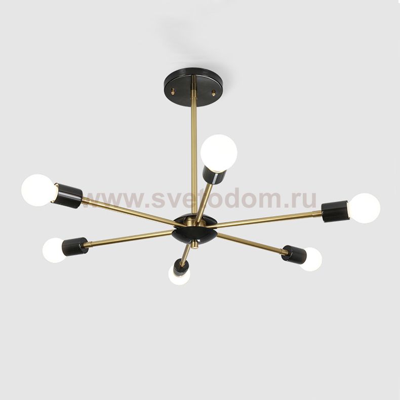 Люстра на штанге SPUTNIK D65 Gold/Black base ImperiumLoft 203572-26
