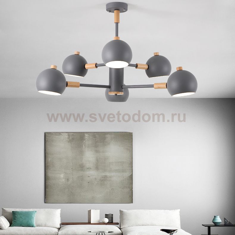 Люстра на штанге SVEN 6 lamps Grey ImperiumLoft 203582-26