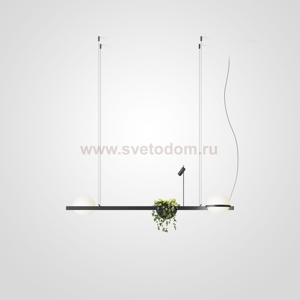 Реечный светильник PALMA Wall lamp 2 шара + 1 вазон горизонтальная ImperiumLoft 204172-22