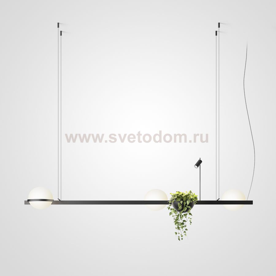 Реечный светильник PALMA Wall lamp 3 шара + 1 вазон горизонтальная ImperiumLoft 204173-22