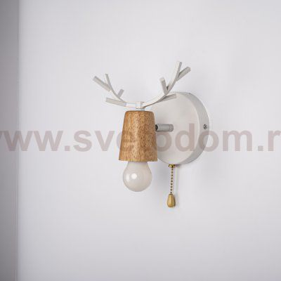 Бра с рожками DEER A SWITCH White/Light wood ImperiumLoft 204237-26