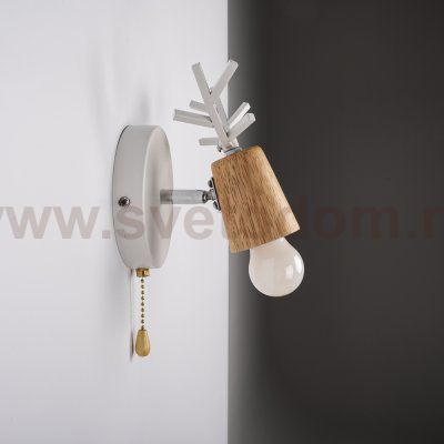 Бра с рожками DEER A SWITCH White/Light wood ImperiumLoft 204237-26