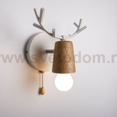 Бра с рожками DEER A SWITCH White/Light wood ImperiumLoft 204237-26