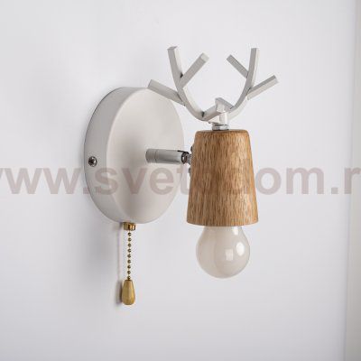Бра с рожками DEER A SWITCH White/Light wood ImperiumLoft 204237-26