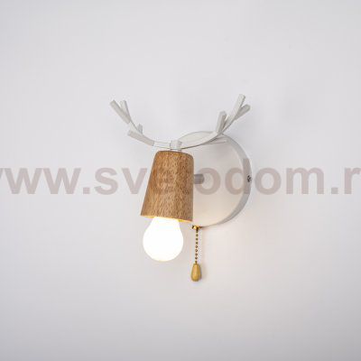 Бра с рожками DEER A SWITCH White/Light wood ImperiumLoft 204237-26
