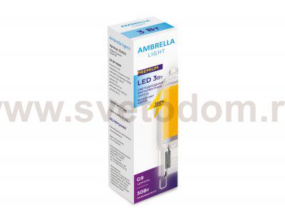 Лампа светопрозрачная Ambrella Filament LED G9 3W 4200K (30W) 220-230V BULBING