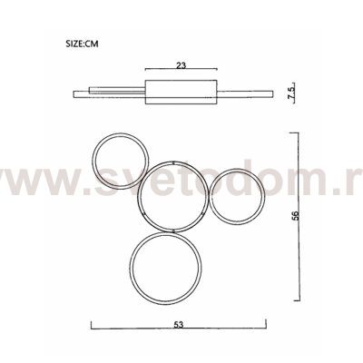Потолочная люстра в виде колец TWINE 4 rings Black ImperiumLoft 204612-26