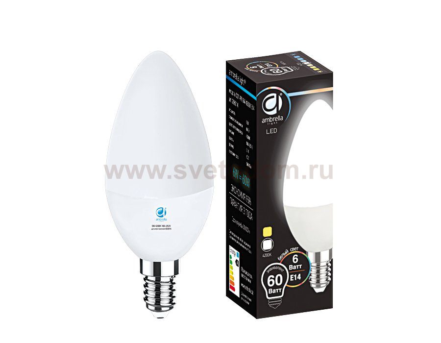 Лампа матовая Ambrella LED C37-PR 6W E14 4200K (60W) PRESENT