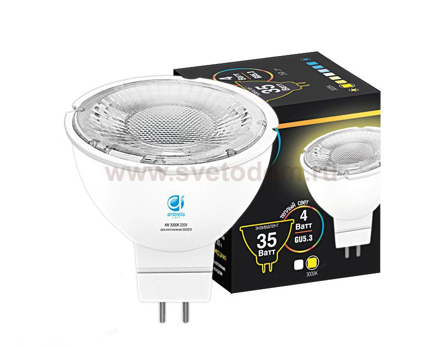 Лампа LED MR16-PR 4W GU5.3 3000K (35W) 175-250V