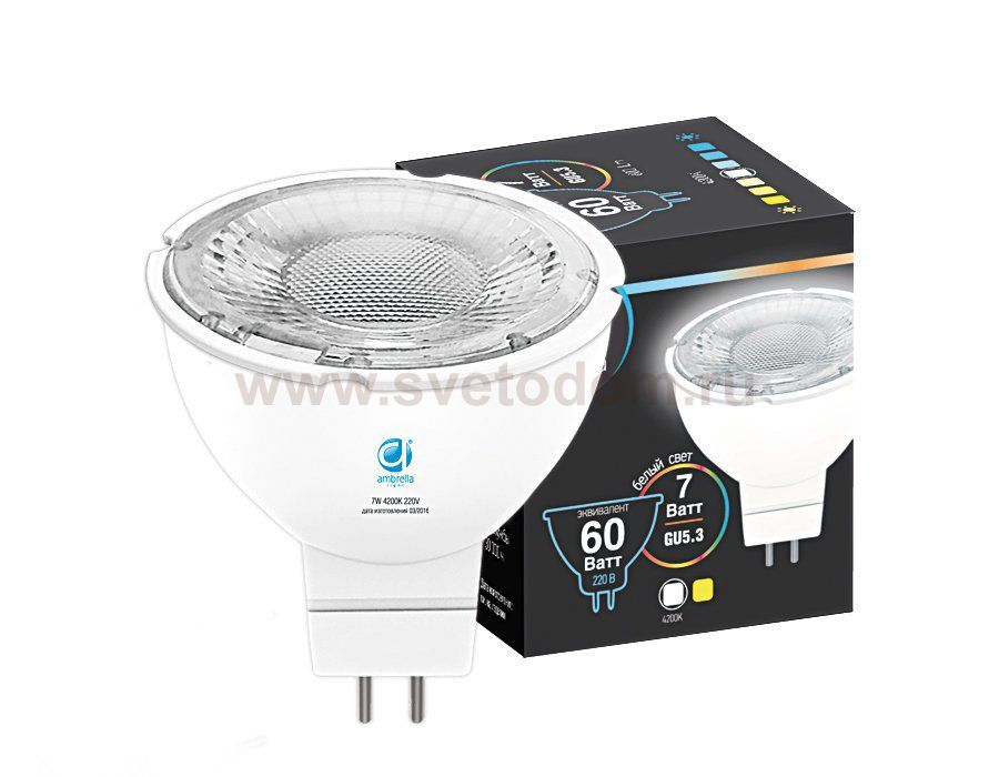 Лампа матовая Ambrella LED MR16-PR 7W GU5.3 4200K (60W) 175-250V BULBING